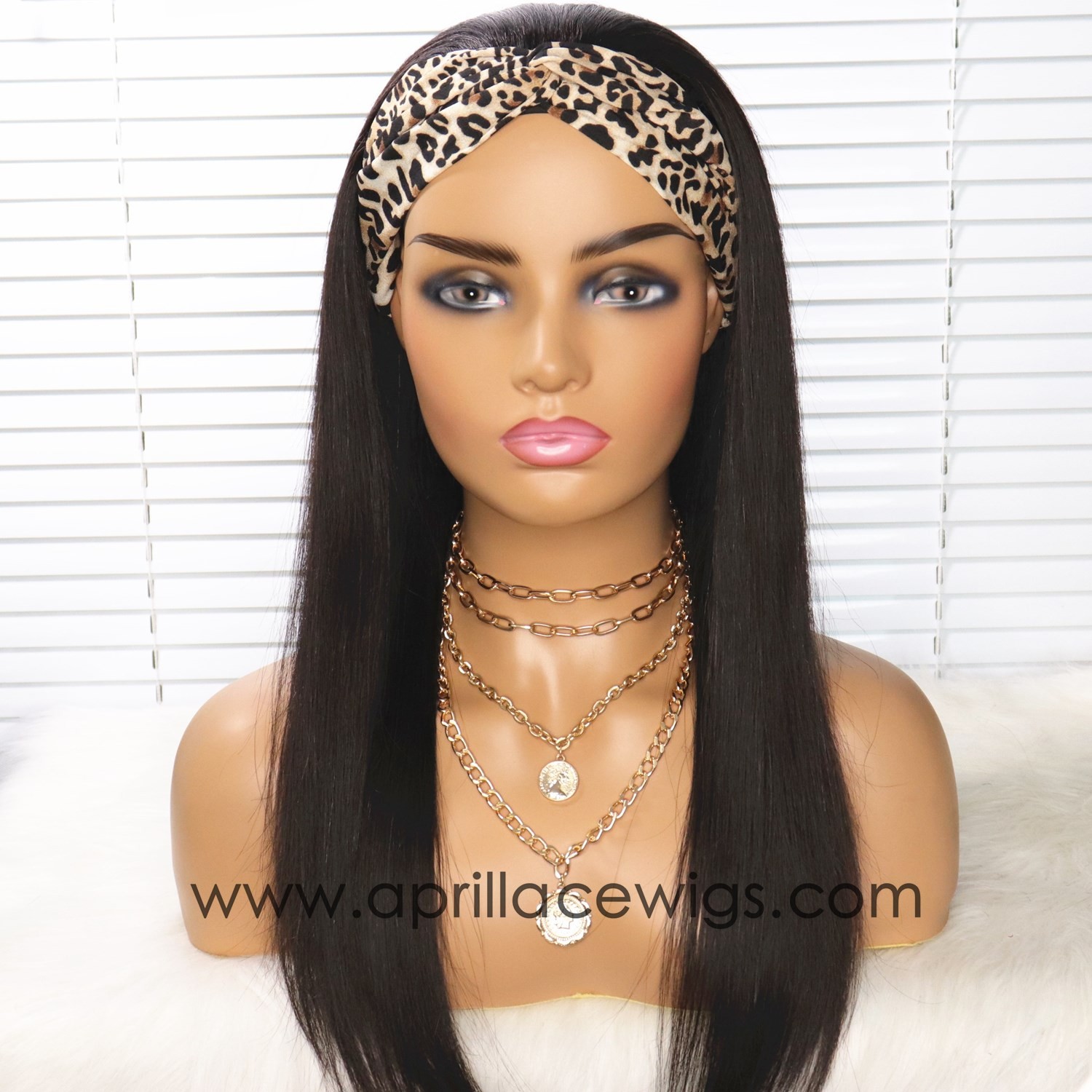 Headband Wigs Silk Straight Brazilian Virgin Hair Wigs For Women