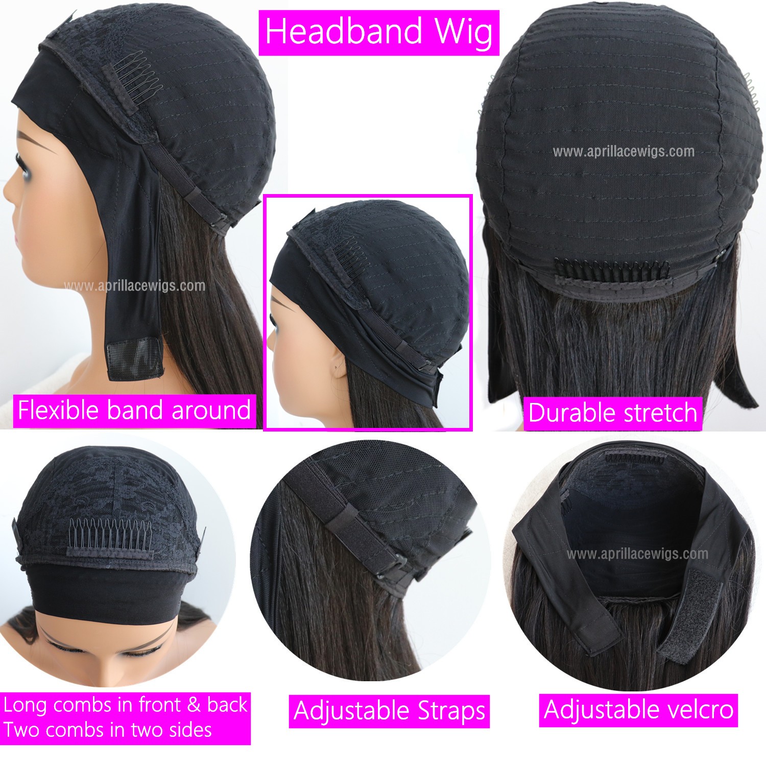 Headband Wigs Silk Straight Brazilian Virgin Hair Wigs For Women