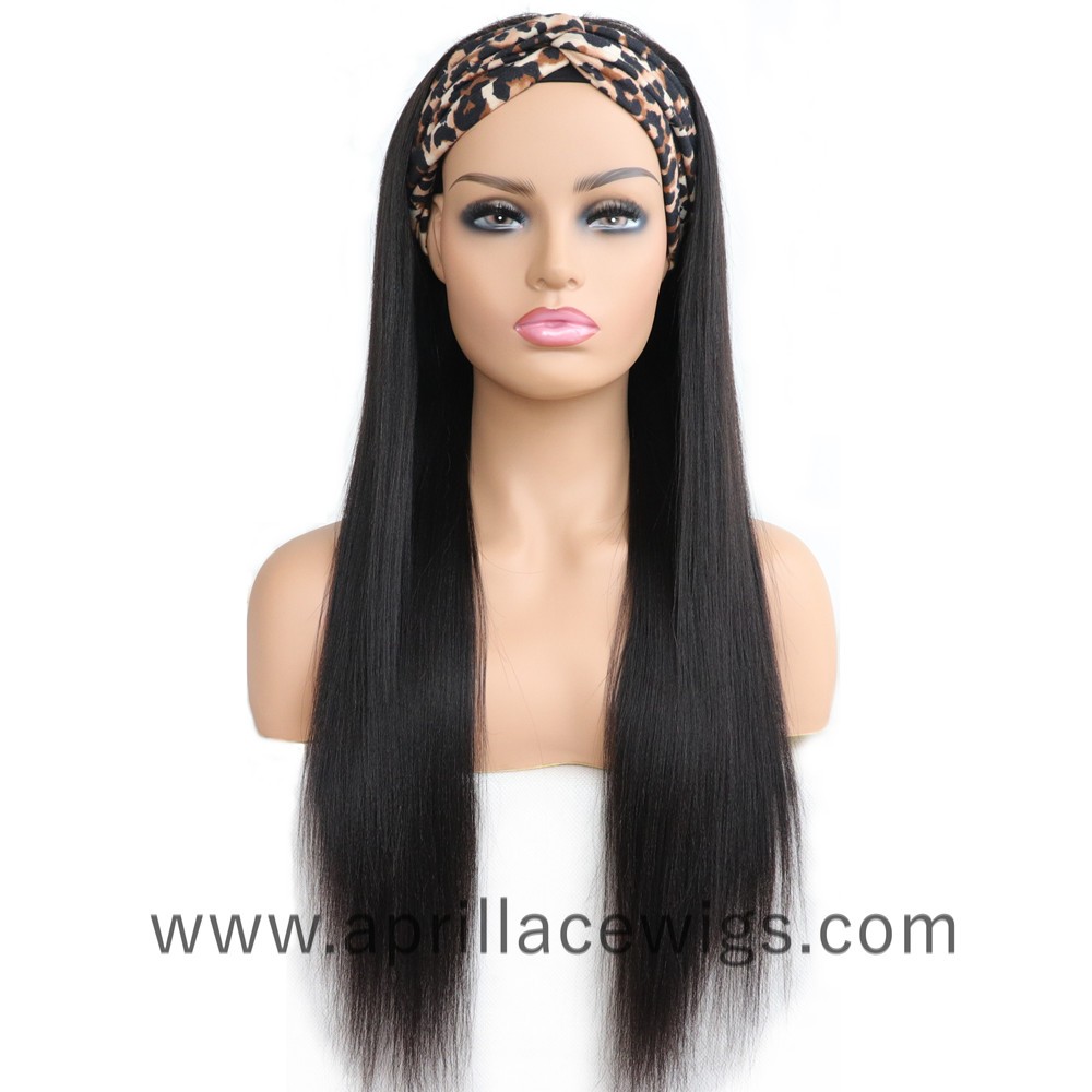 Headband Wigs Light Yaki Virgin Hair Wigs For Black Women