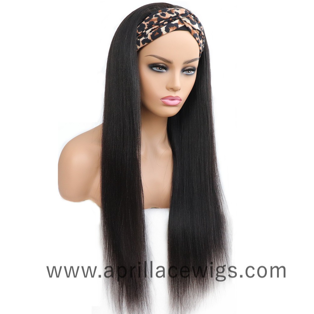 Headband Wigs Light Yaki Virgin Hair Wigs For Black Women