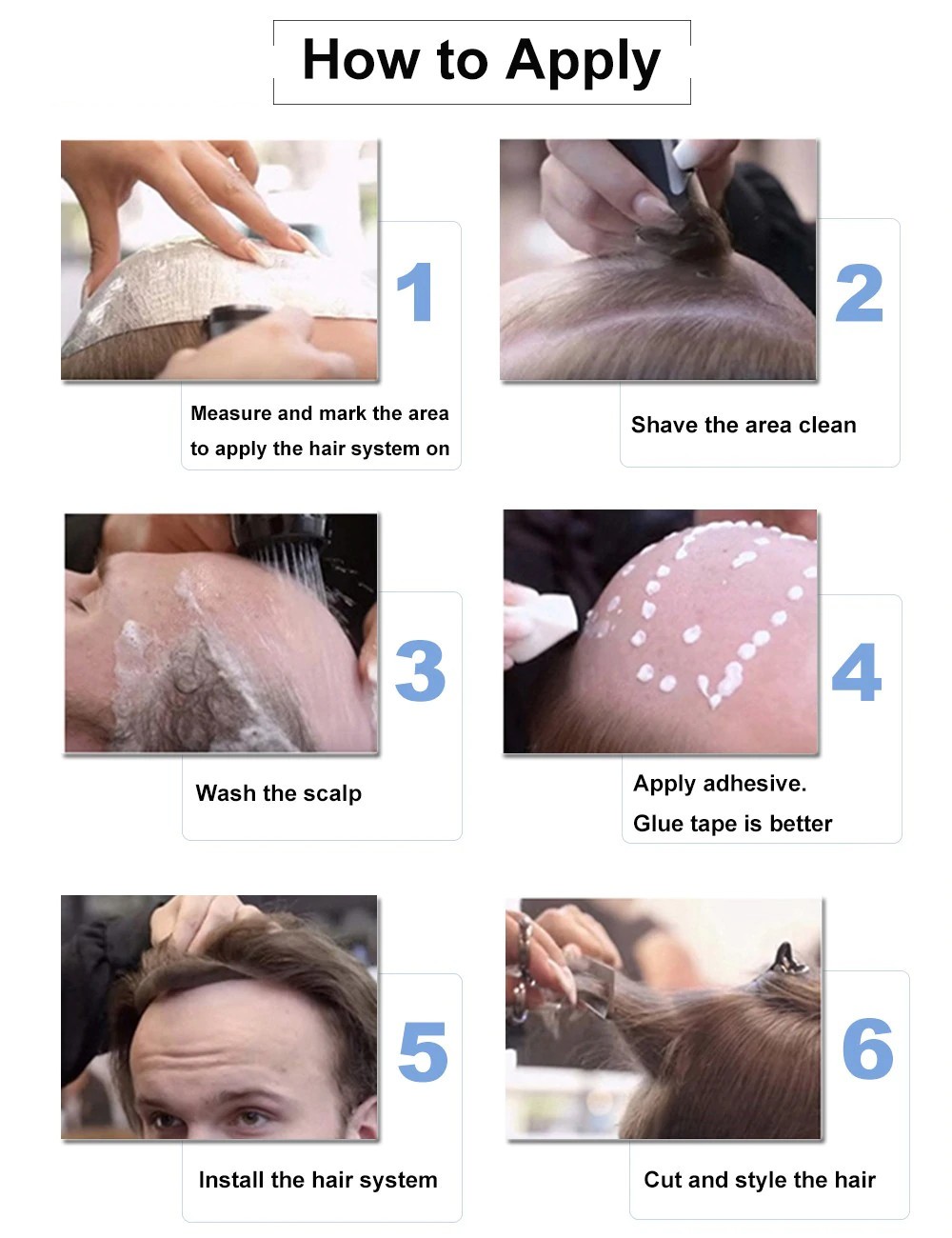 how to apply a Full Ultra Thin Skin Base Hair Toupee System for Men