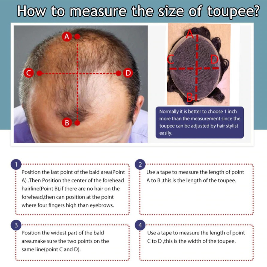 How to measuer the size of toupee for men