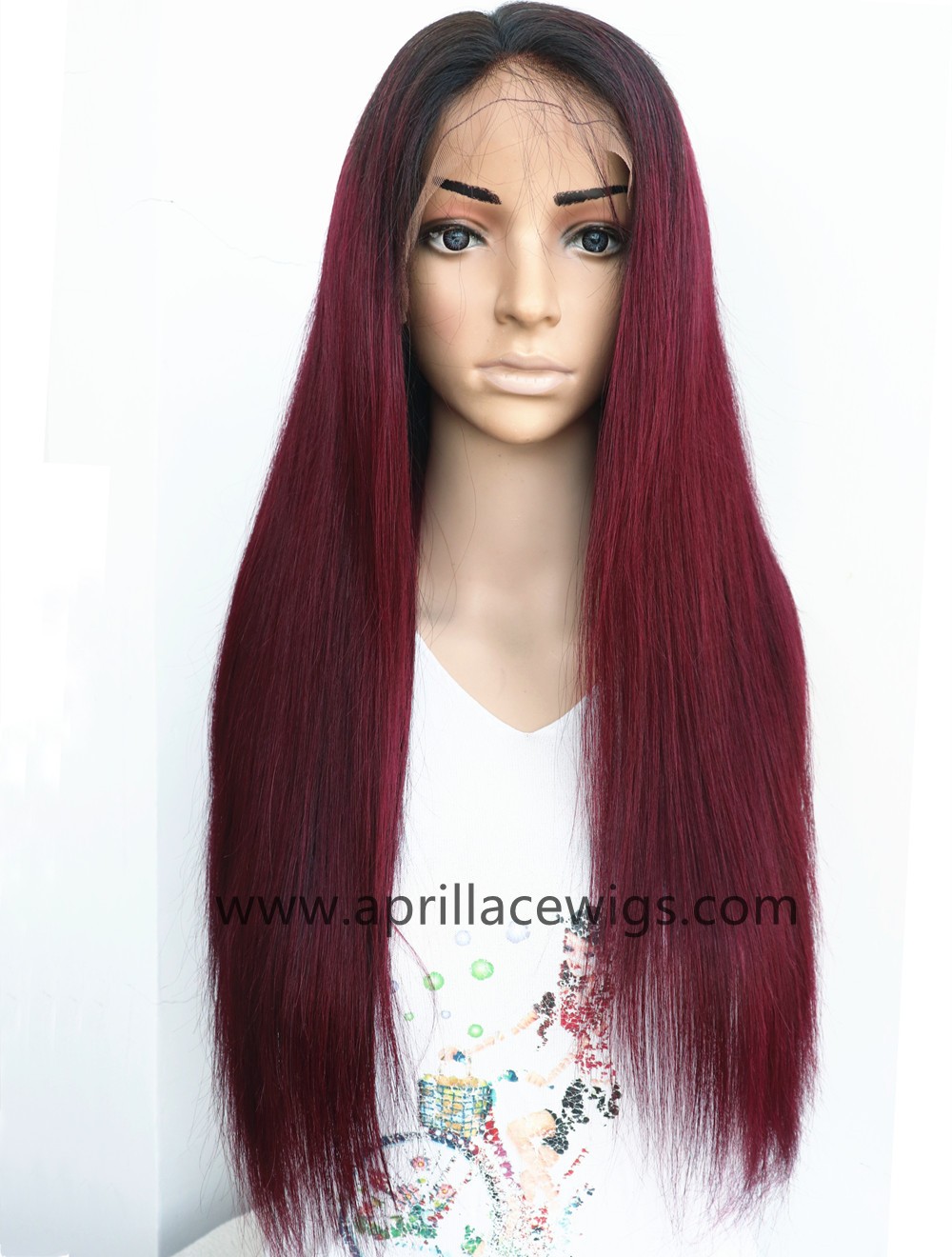 Malaysian virgin human hair color 1b/99J Glueless 13x6 Lace Front wig