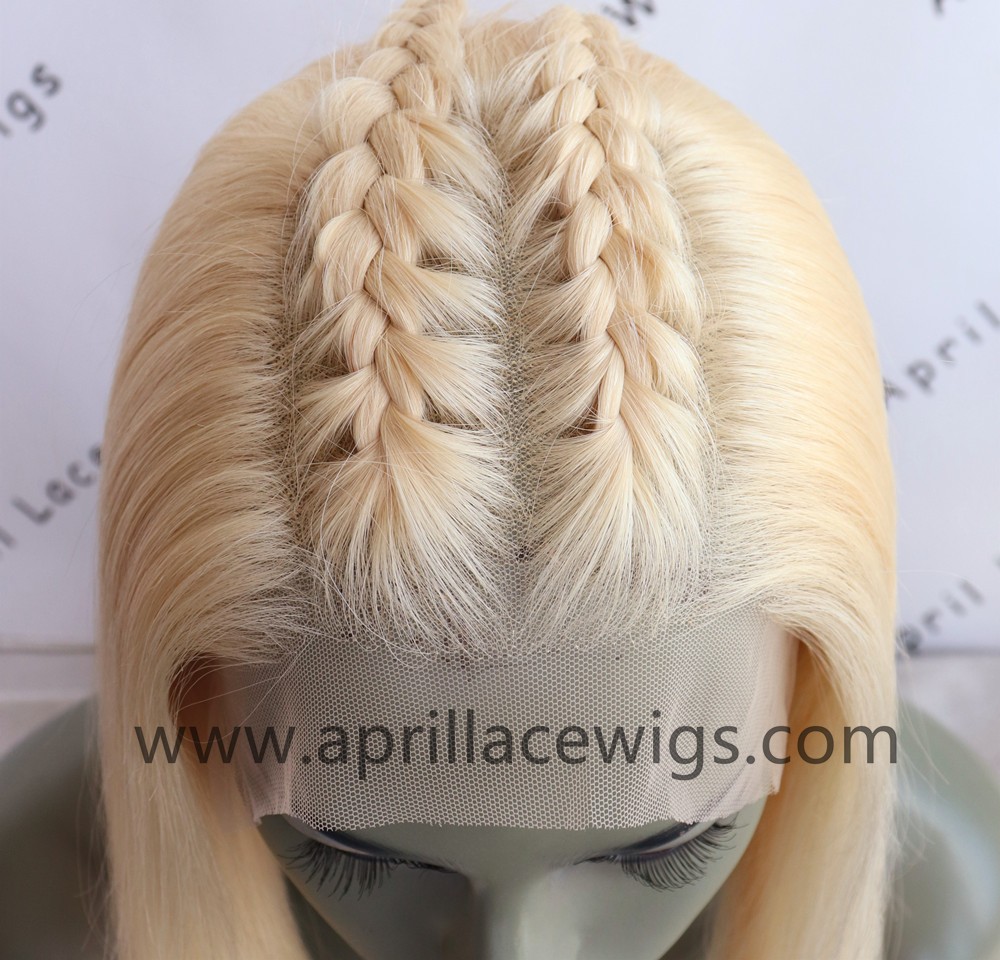 Color 613 blonde glueless lace front wig bob cut preplucked hairline 