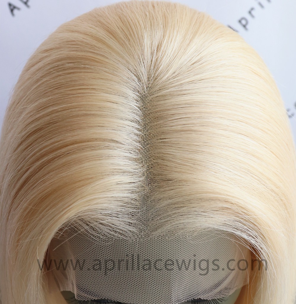 Color 613 blonde glueless lace front wig bob cut preplucked hairline 