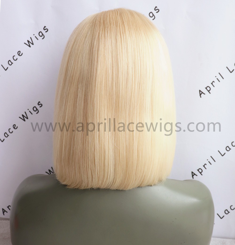 Color 613 blonde glueless lace front wig bob cut preplucked hairline 