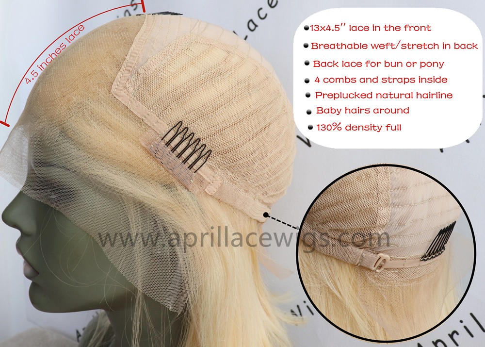 Color 613 blonde glueless lace front wig bob cut preplucked hairline 