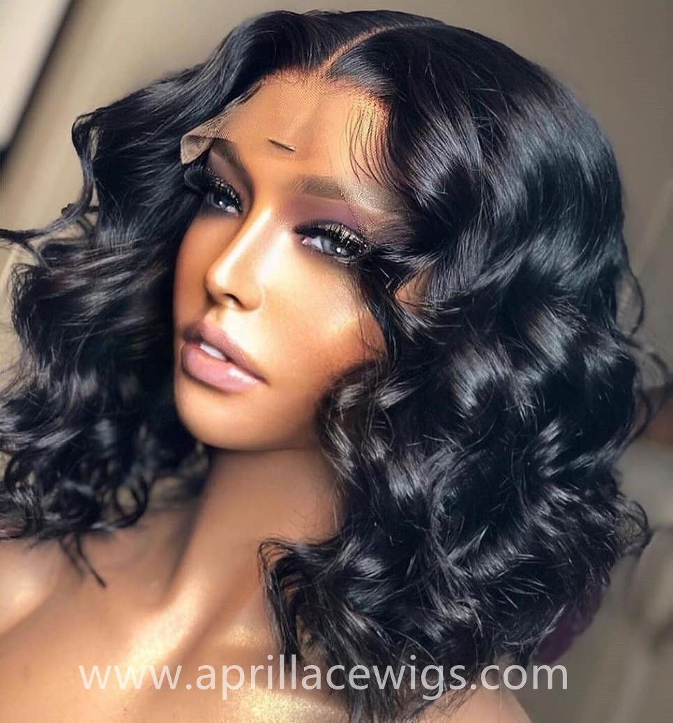 BOB CUT Big Curly 360 Wigs 100% Virgin Human Hair Preplucked Hairline