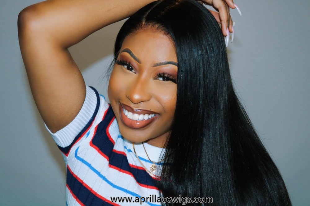 Brazilian virgin silky straight full lace wig with pre-plucked hairline