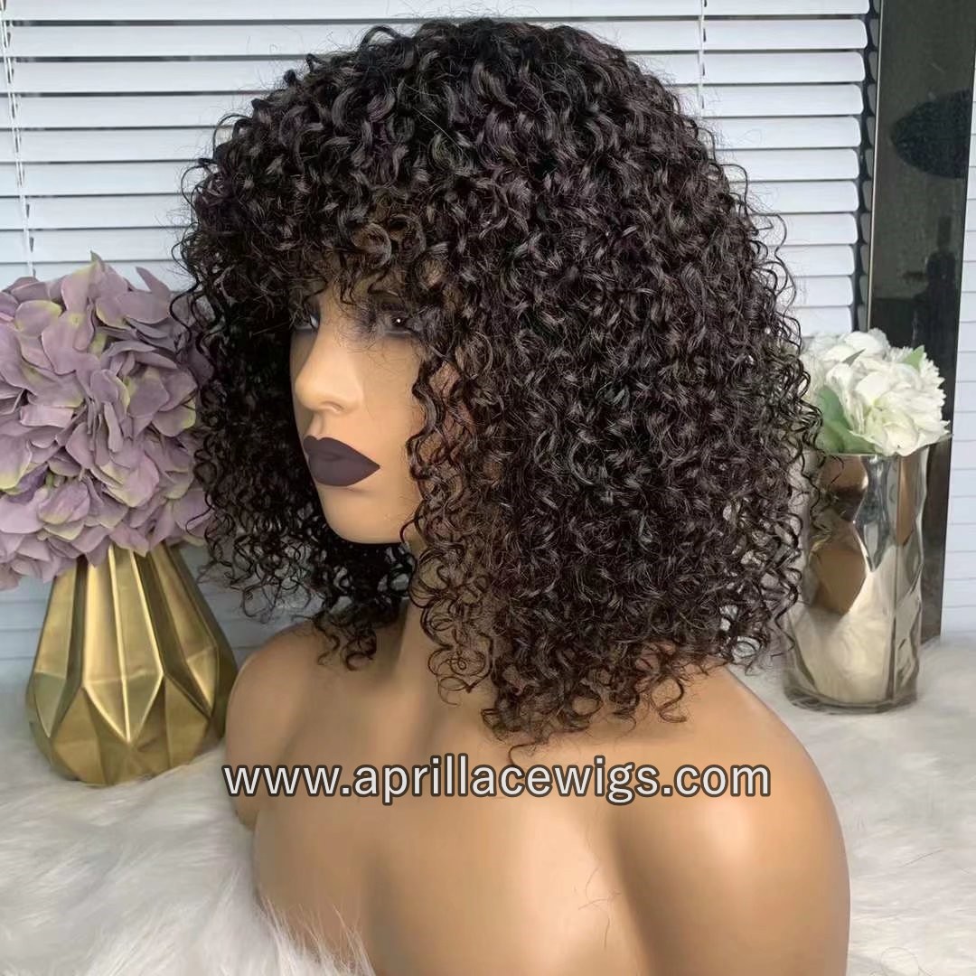 Cheap human hair wig Band curly Virgin human hair NO LACE machine made wig