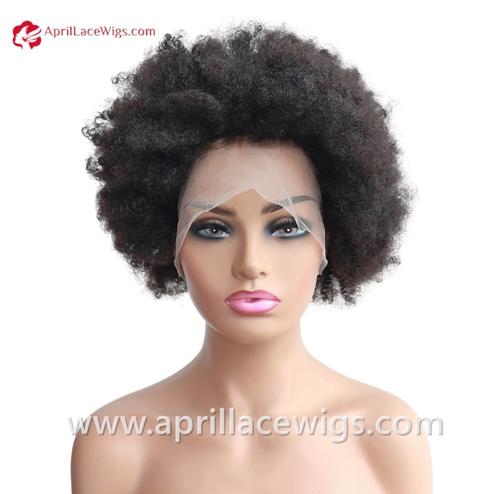 Indian virgin Human Hair 4c Afro Curly full lace wig for Black Women