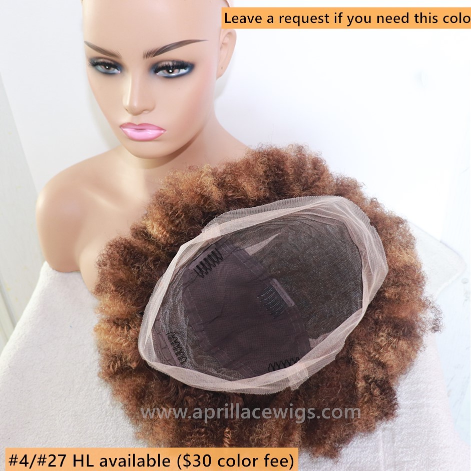 Indian virgin Human Hair 4c Afro Curly full lace wig for Black Women