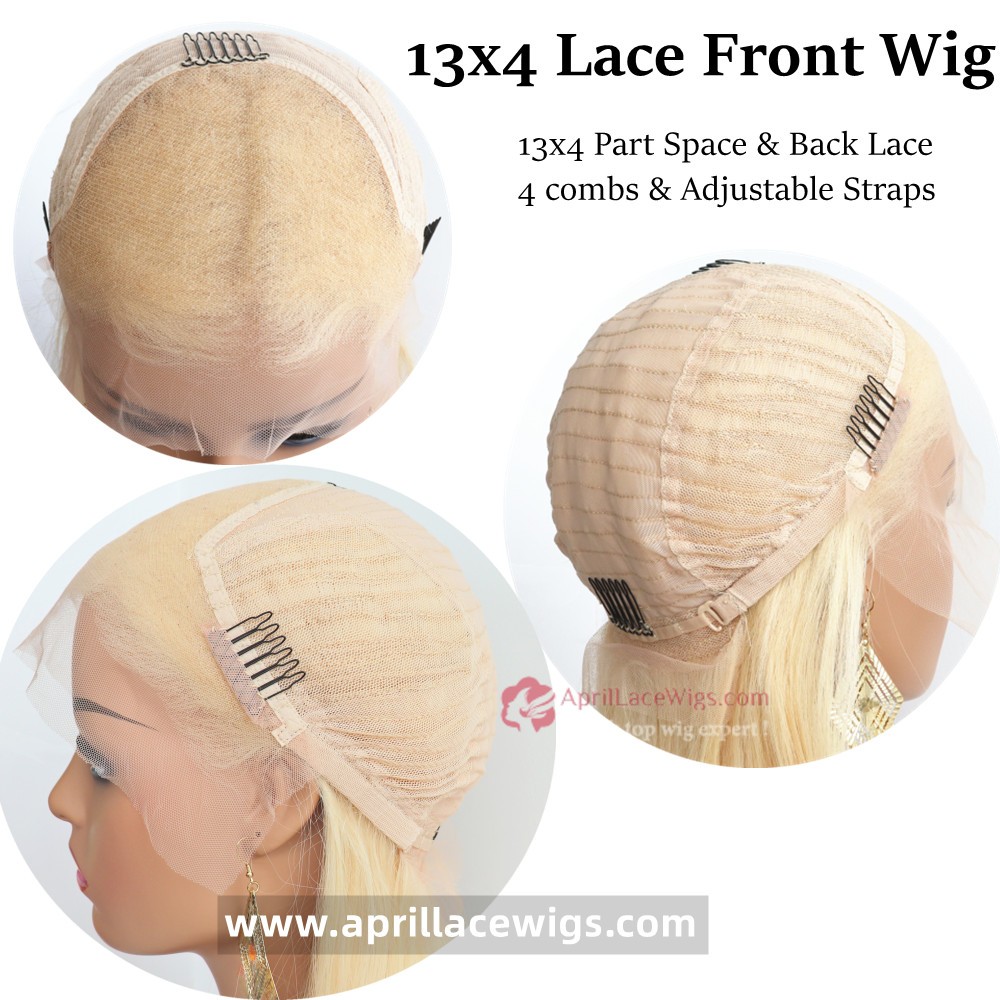 Virgin Human Hair 613 blonde Glueless 13x4 lace front wig preplucked hairline