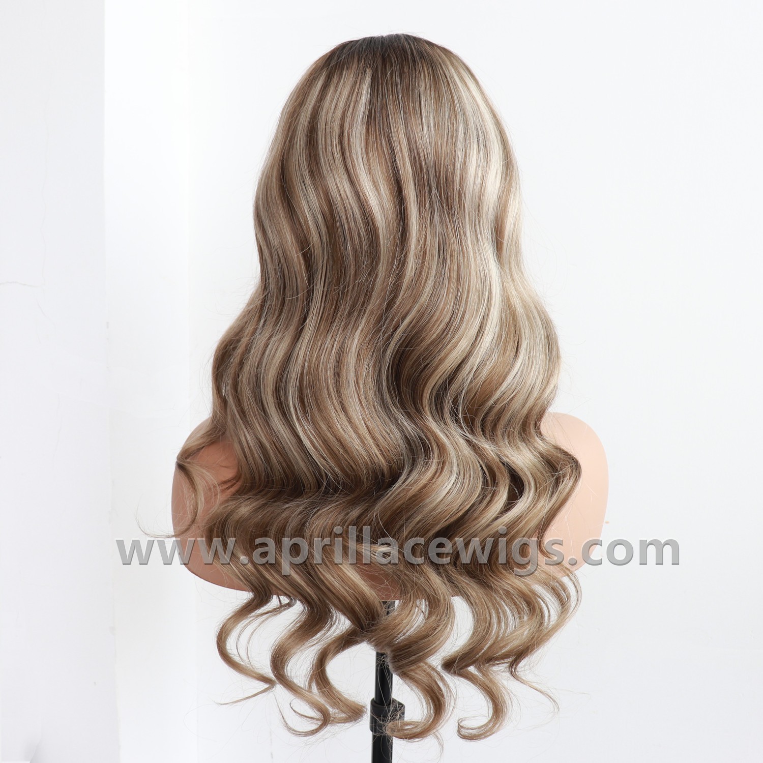 Ash Blonde Highlight Virgin Human Hair Glueless 13x4 lace front wig