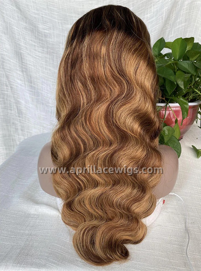 Brazilian virgin Human hair 4/27 Highlight Brown 13x6 Lace Front wig