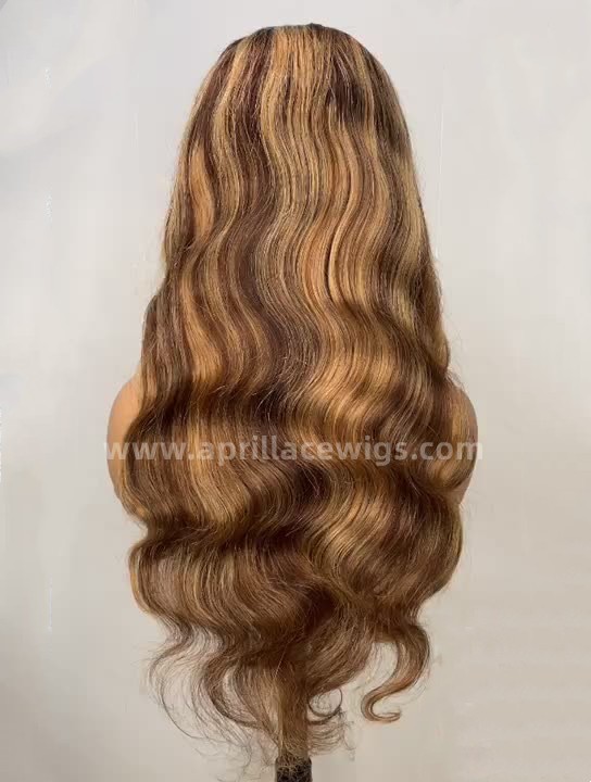 Brazilian virgin Human hair 4/27 Highlight Brown 13x6 Lace Front wig