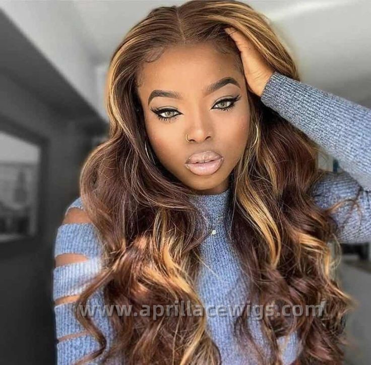 Brazilian virgin Human hair Highlight Brown 13x6 Lace Front wig