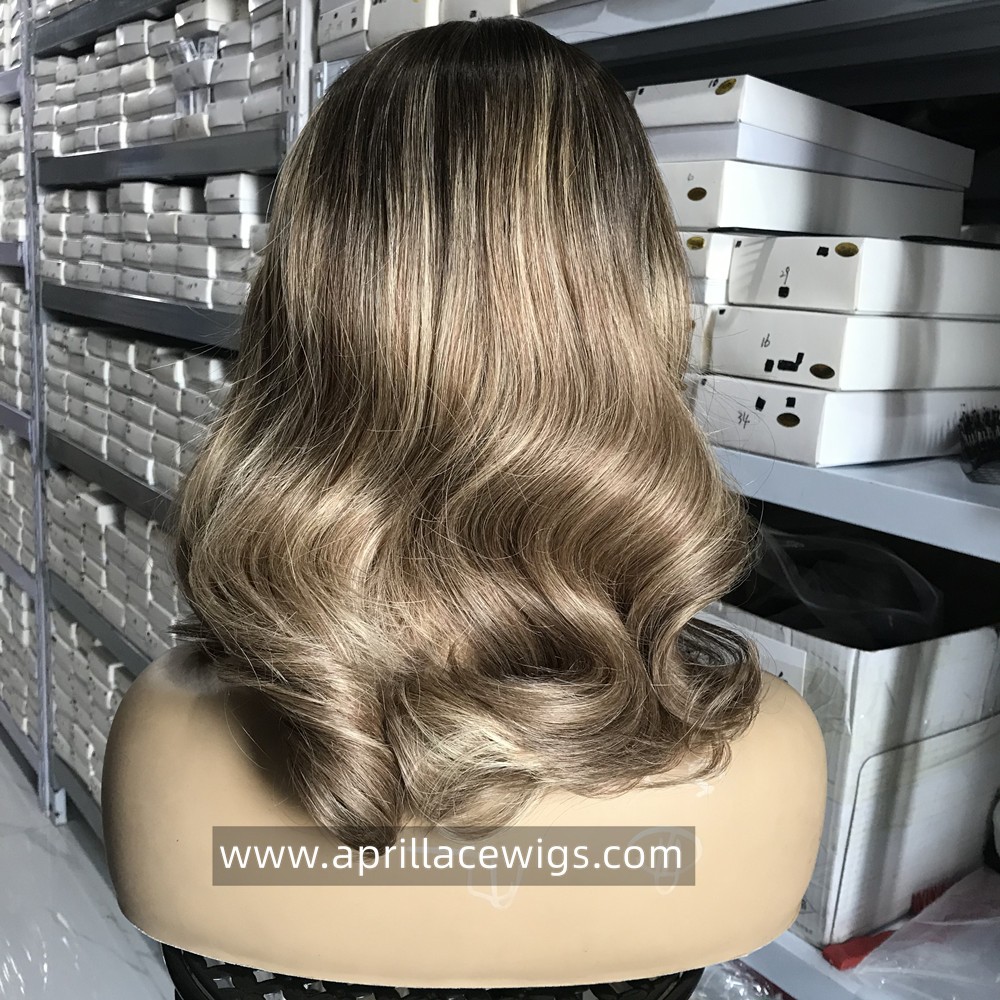 Dark Bronze Mixed Color Virgin Human Hair Glueless 13x6 lace front wig