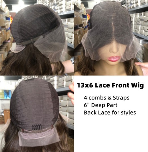 Dark Bronze Mixed Color Virgin Human Hair Glueless 13x6 lace front wig