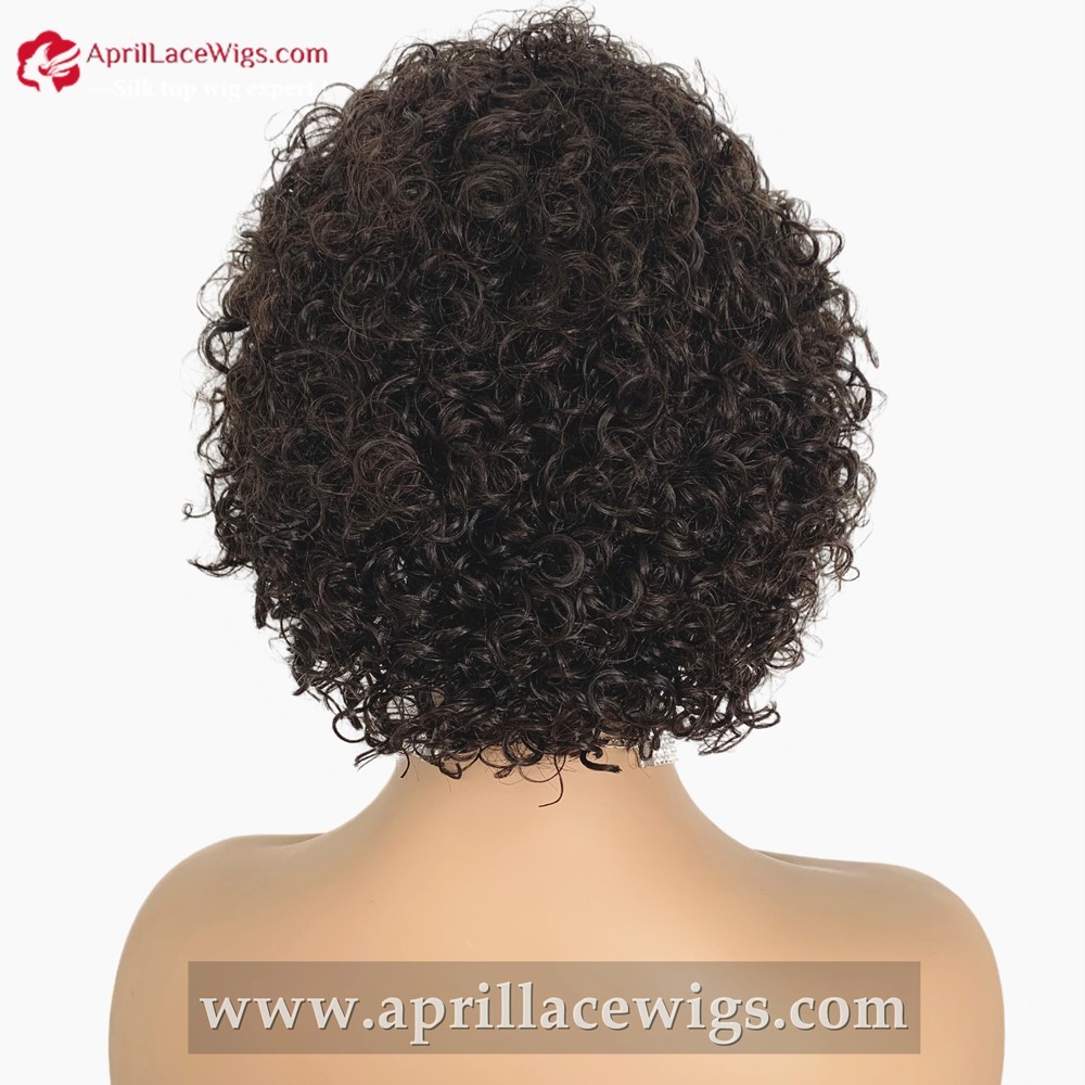 6 inches Short Curly 13X4 Lace Front Human Hair Wig 180% density