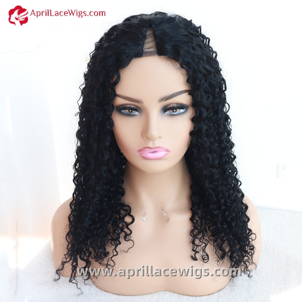 V-part Wig 150% density Curly Human Hair