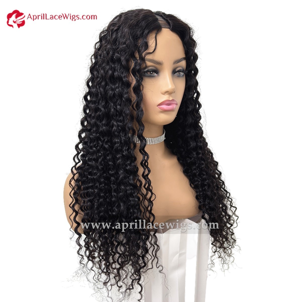 V-part Wig 150% density Curly Human Hair