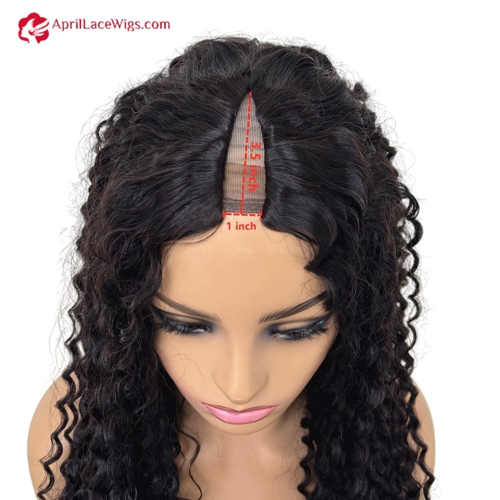 V-part Wig 150% density Curly Human Hair