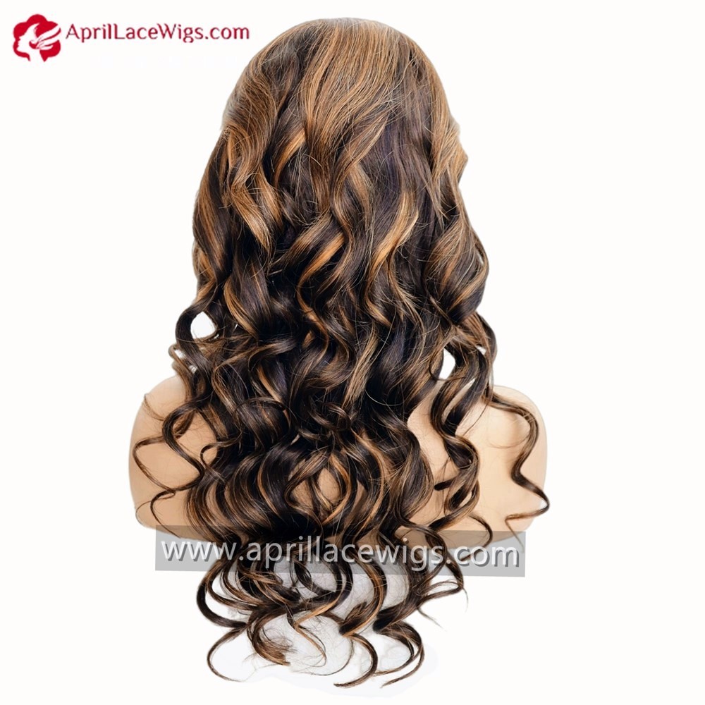 Virgin Human Hair Brown Highlight 13x6 Lace Front wig