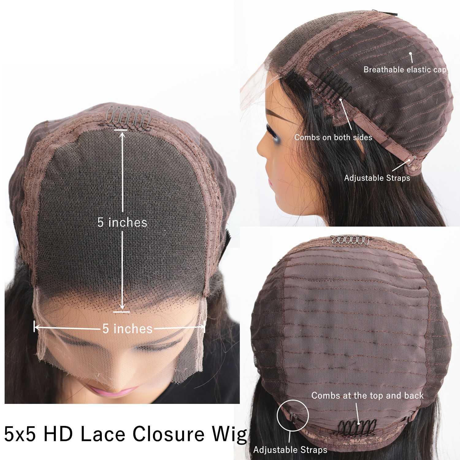 Side Part Ocean Curl 5x5 HD Lace Closure Wig 250% Density Virgin Human Hair