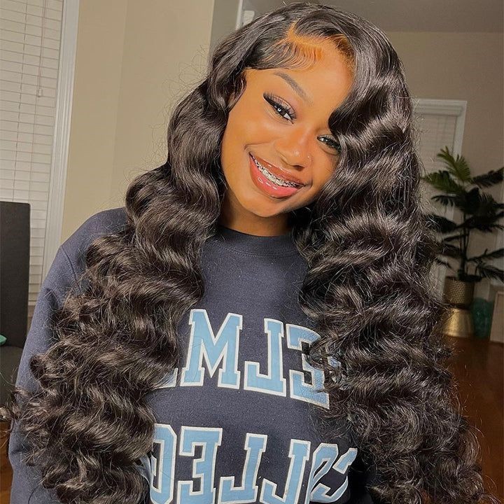 Side Part Ocean Curl 5x5 HD Lace Closure Wig 250% Density Virgin Human Hair