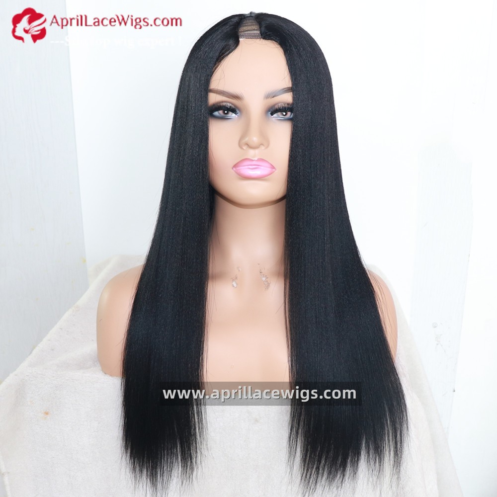 V-part Wig 150% density Light Yaki Human Hair