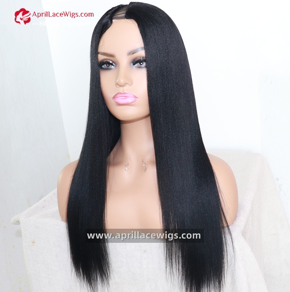 V-part Wig 150% density Light Yaki Human Hair