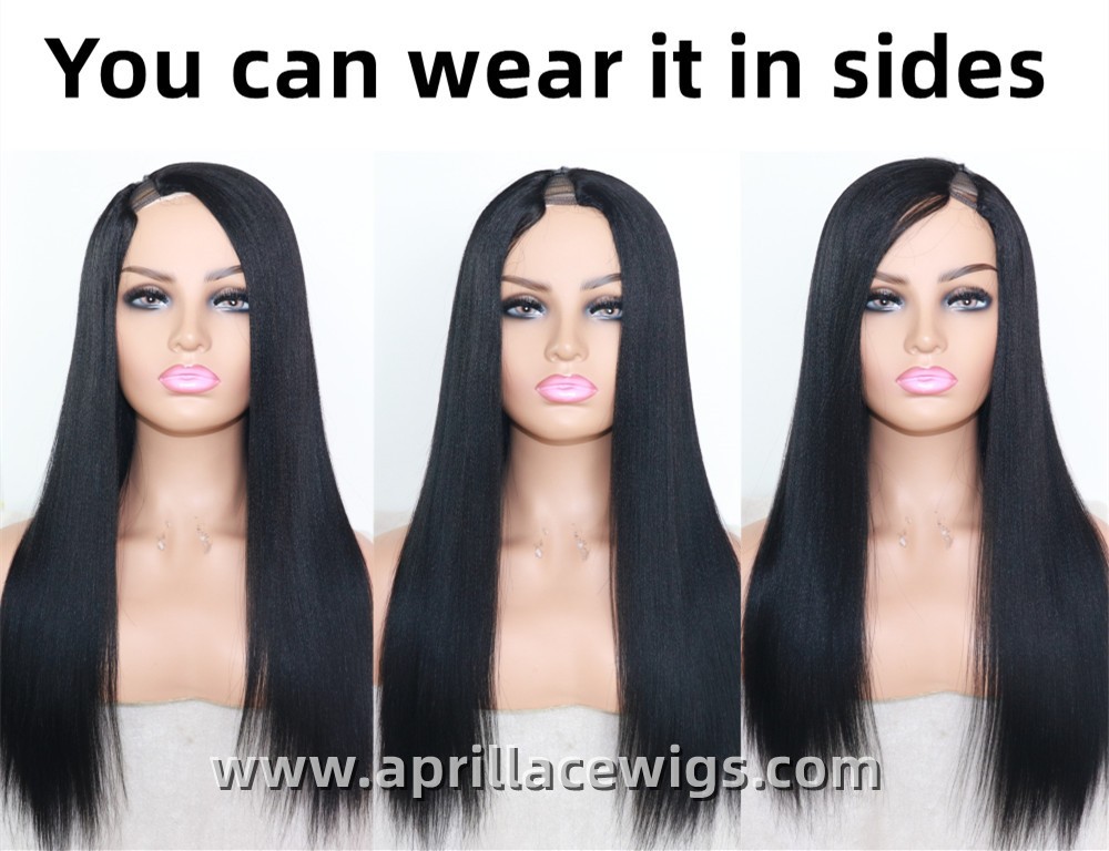 V-part Wig 150% density Light Yaki Human Hair