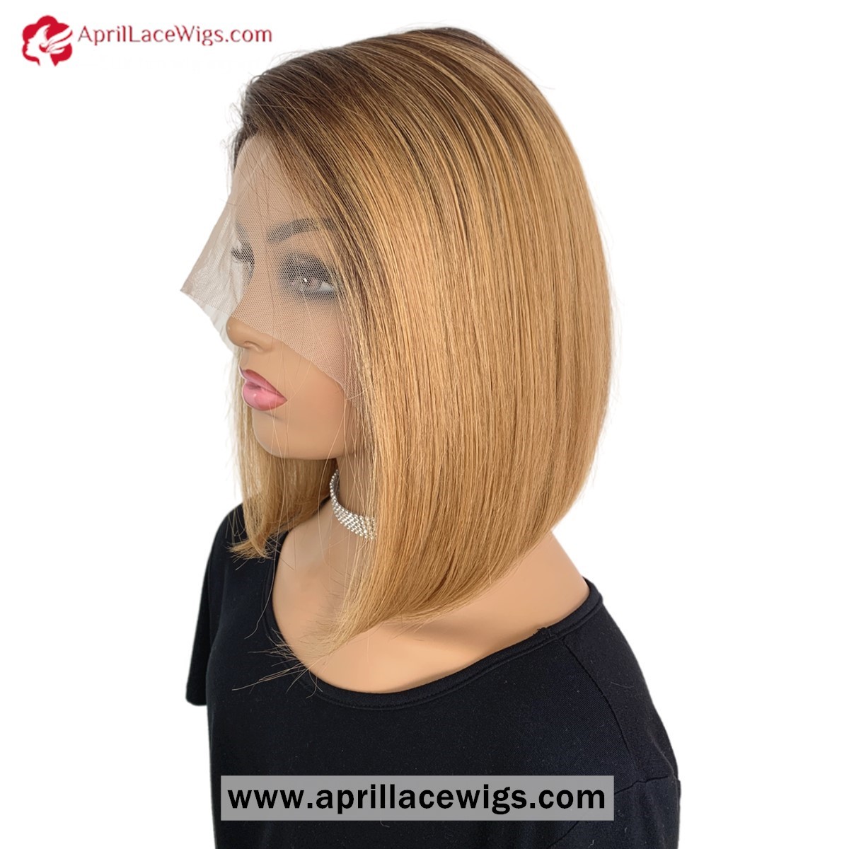 Ombre Honey Brown Bob Style Glueless T Part Lace Wig