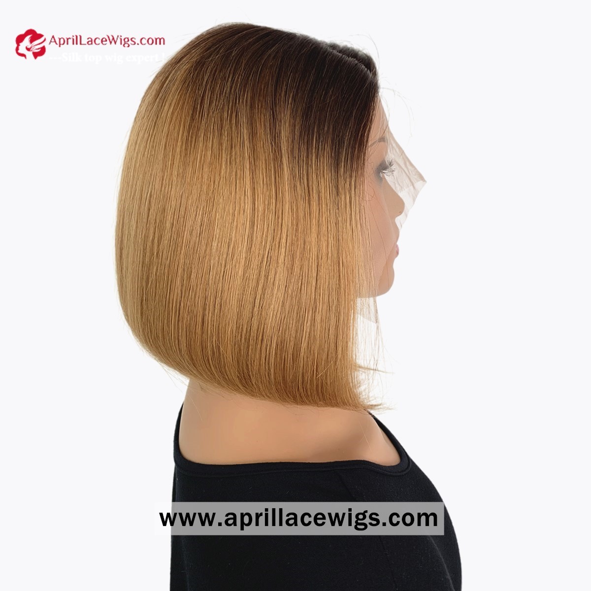 Ombre Honey Brown Bob Style Glueless T Part Lace Wig