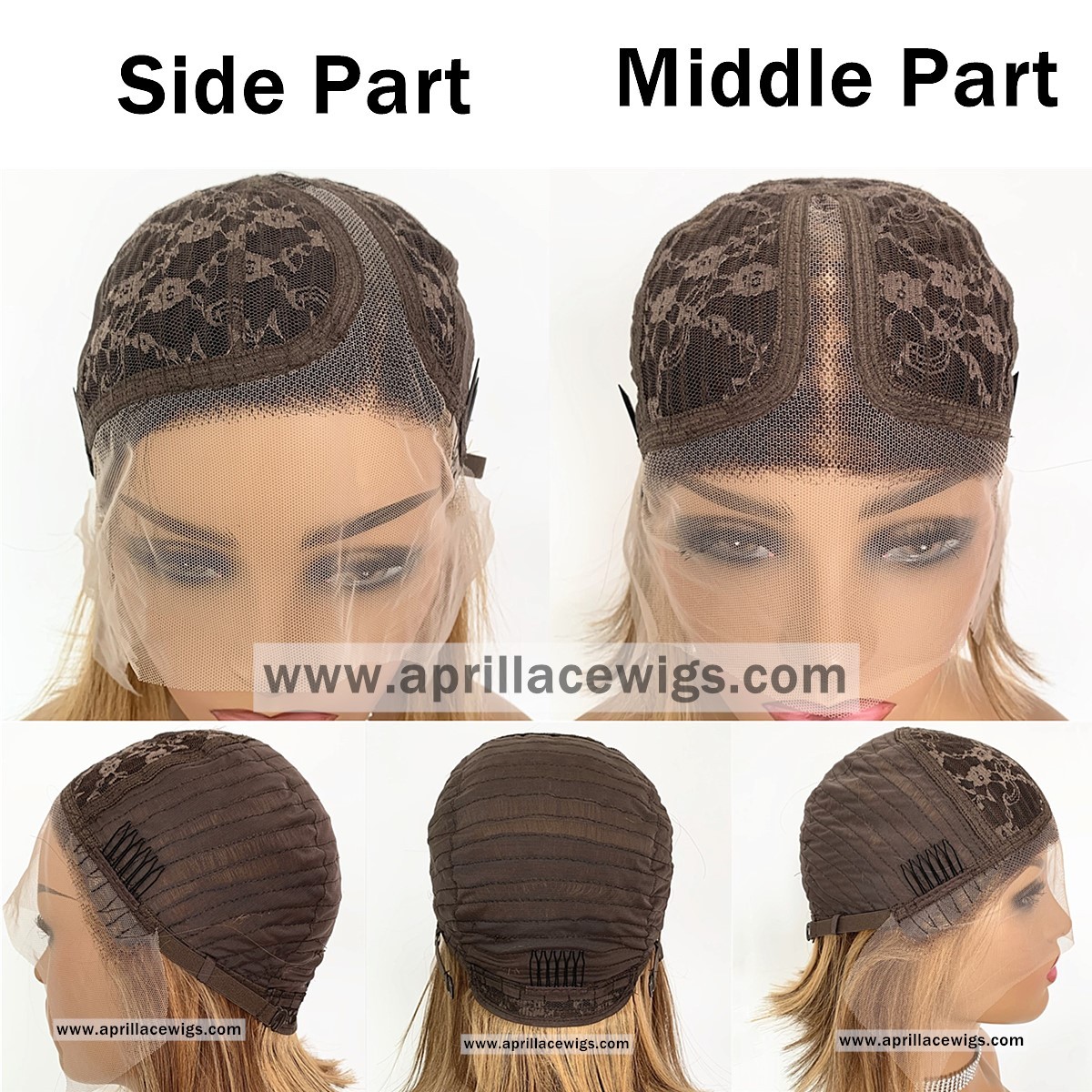 Ombre Honey Brown Bob Style Glueless T Part Lace Wig
