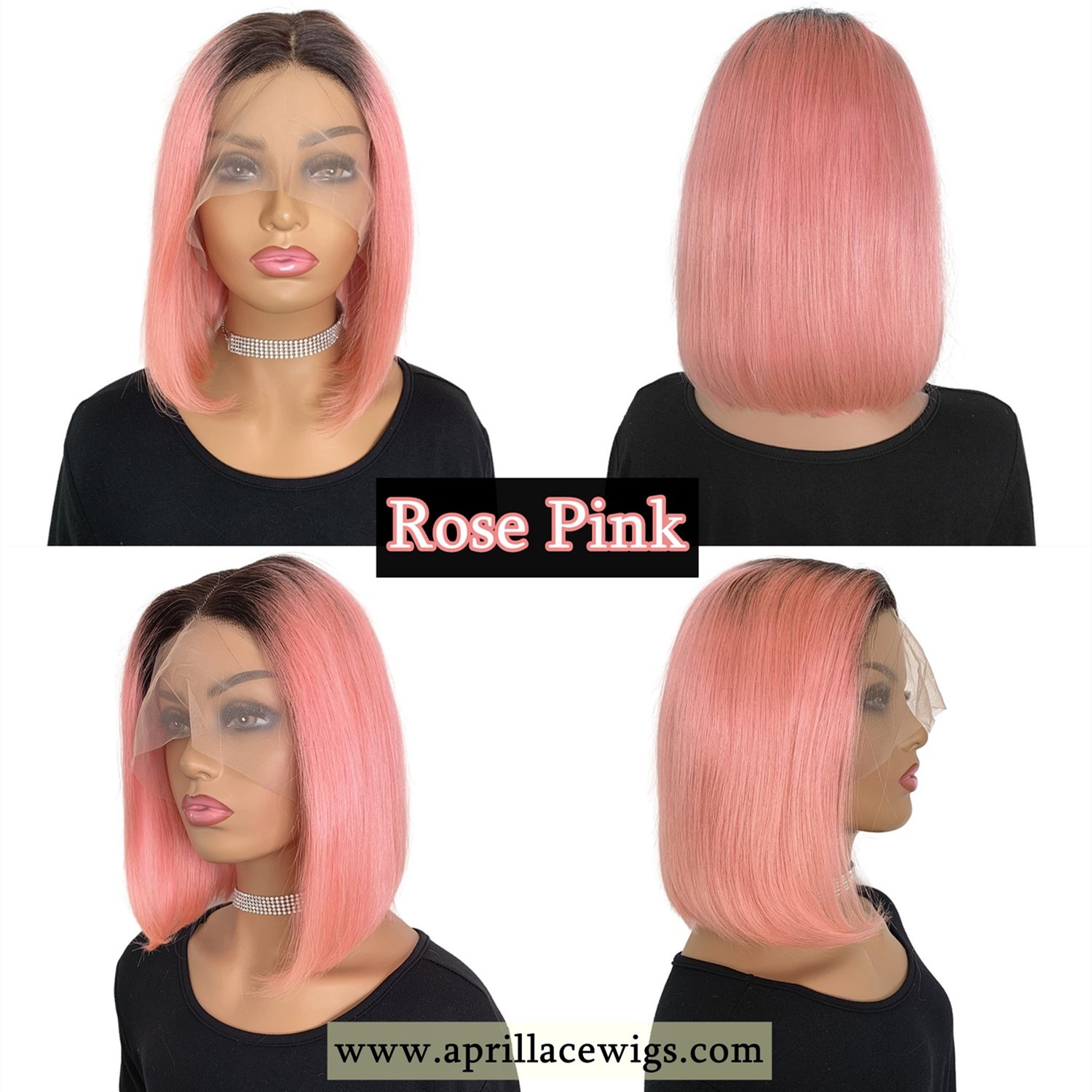 Neon Green Yellow Pink Ombre Color Bob Style Glueless T Part Lace Wig