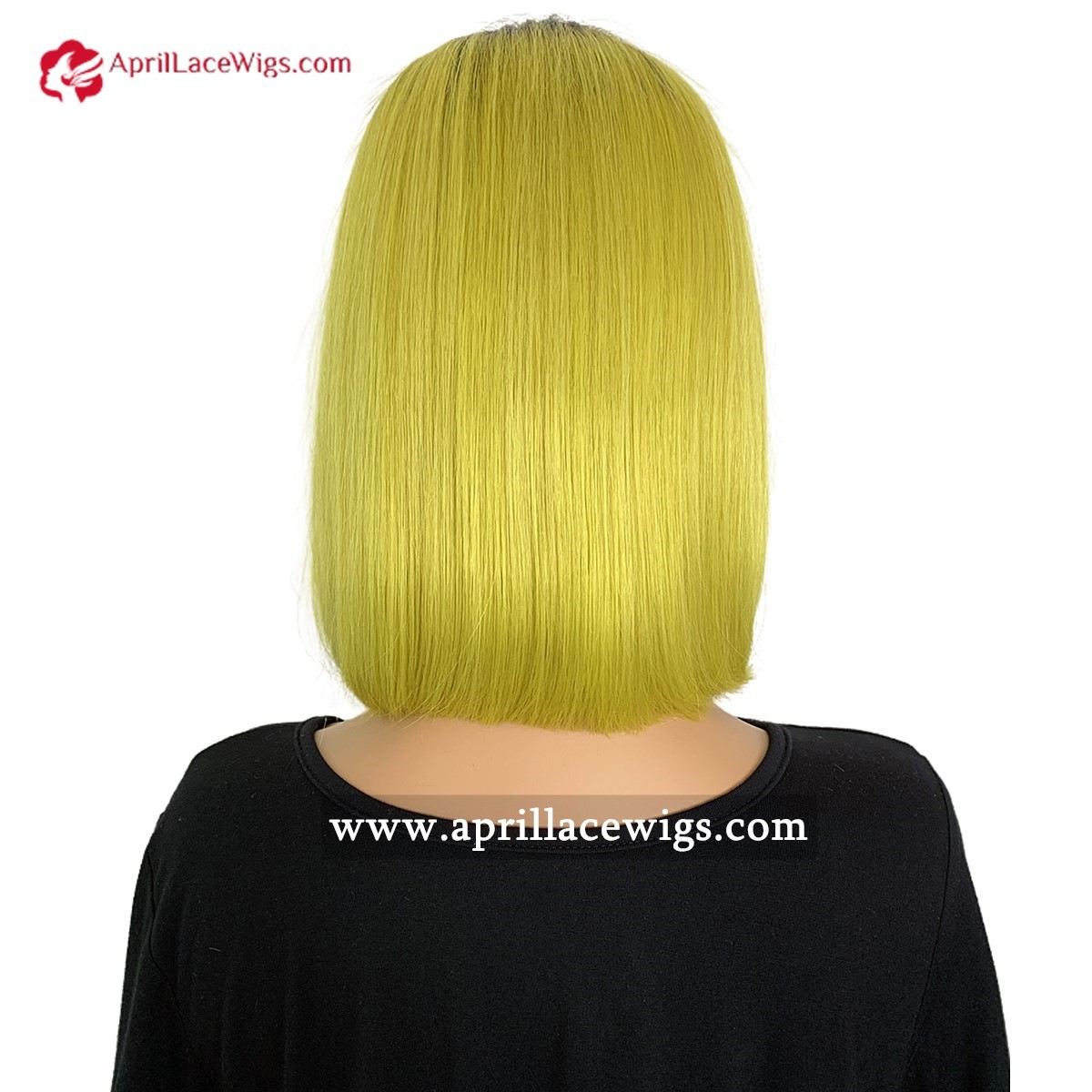 Neon Green Yellow Pink Ombre Color Bob Style Glueless T Part Lace Wig