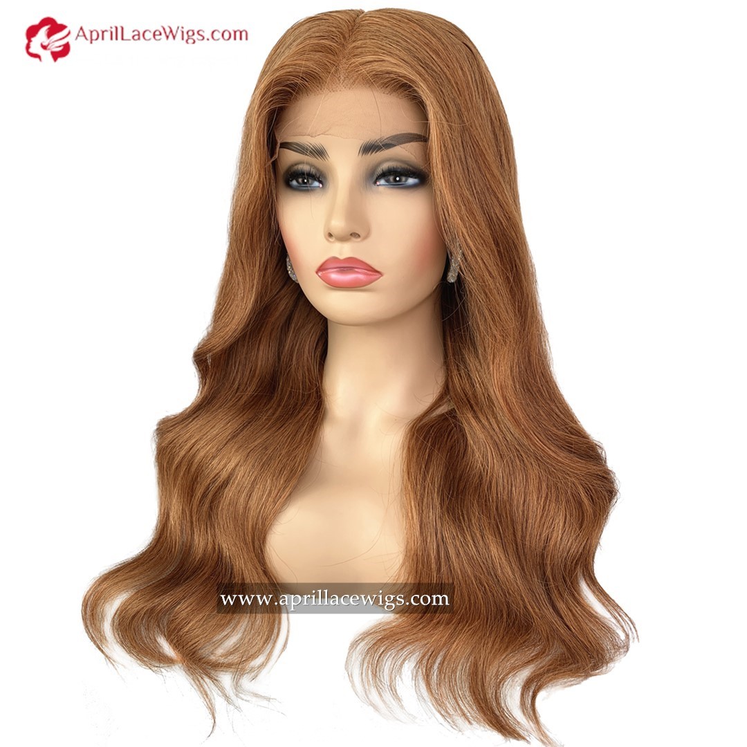 Medium Brown Cooper 250% Density Human Hair Loose Wave 5x5 Lace Closure Wig 