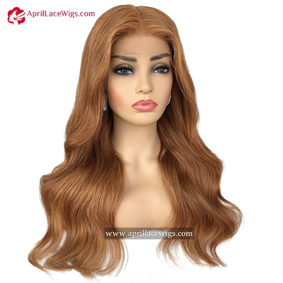 Medium Brown Cooper 250% Density Human Hair Loose Wave 5x5 Lace Closure Wig 