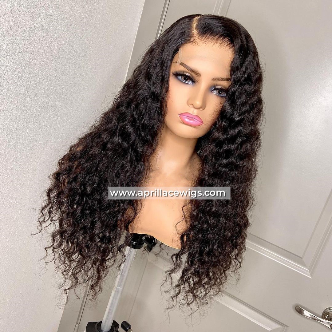 Deep Wave 5x5 HD Lace Closure Wig 150% Density Virgin Human Hair