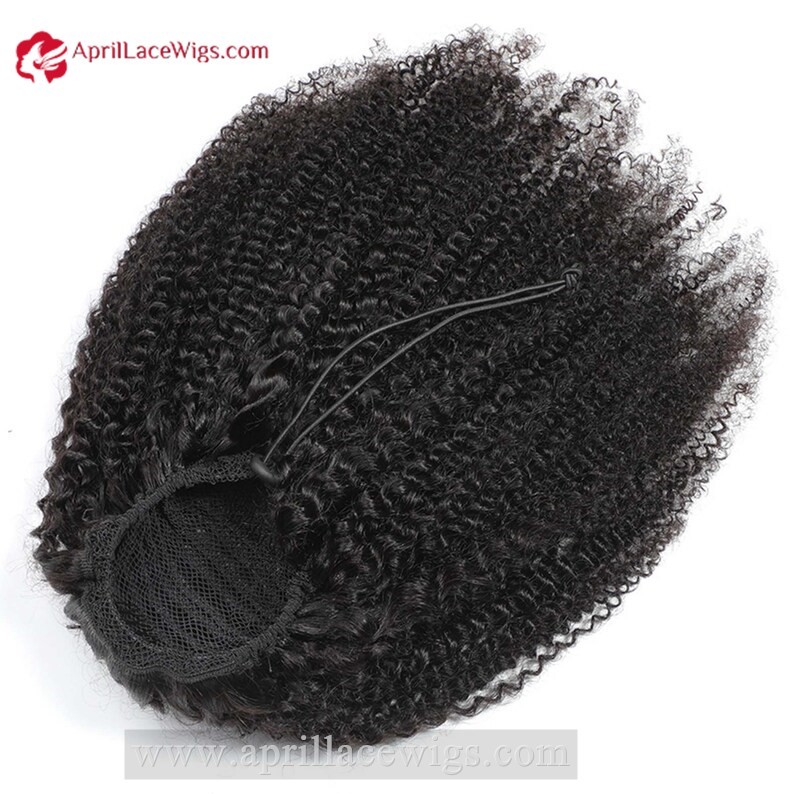 Kinky Curly Wrap Drawstring Ponytail Human Hair Extension