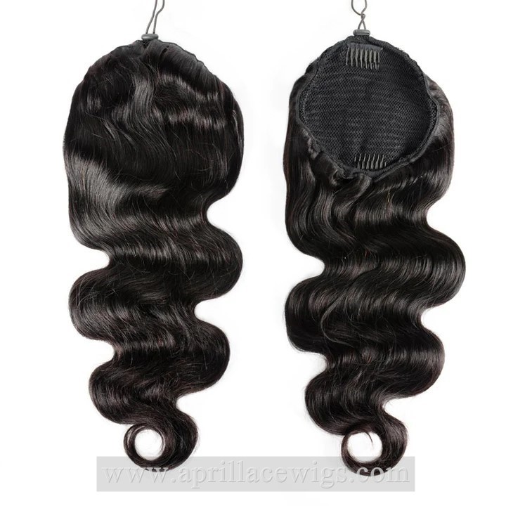 Body Wave Wrap Drawstring Ponytail Double Drawn Human Hair Extension
