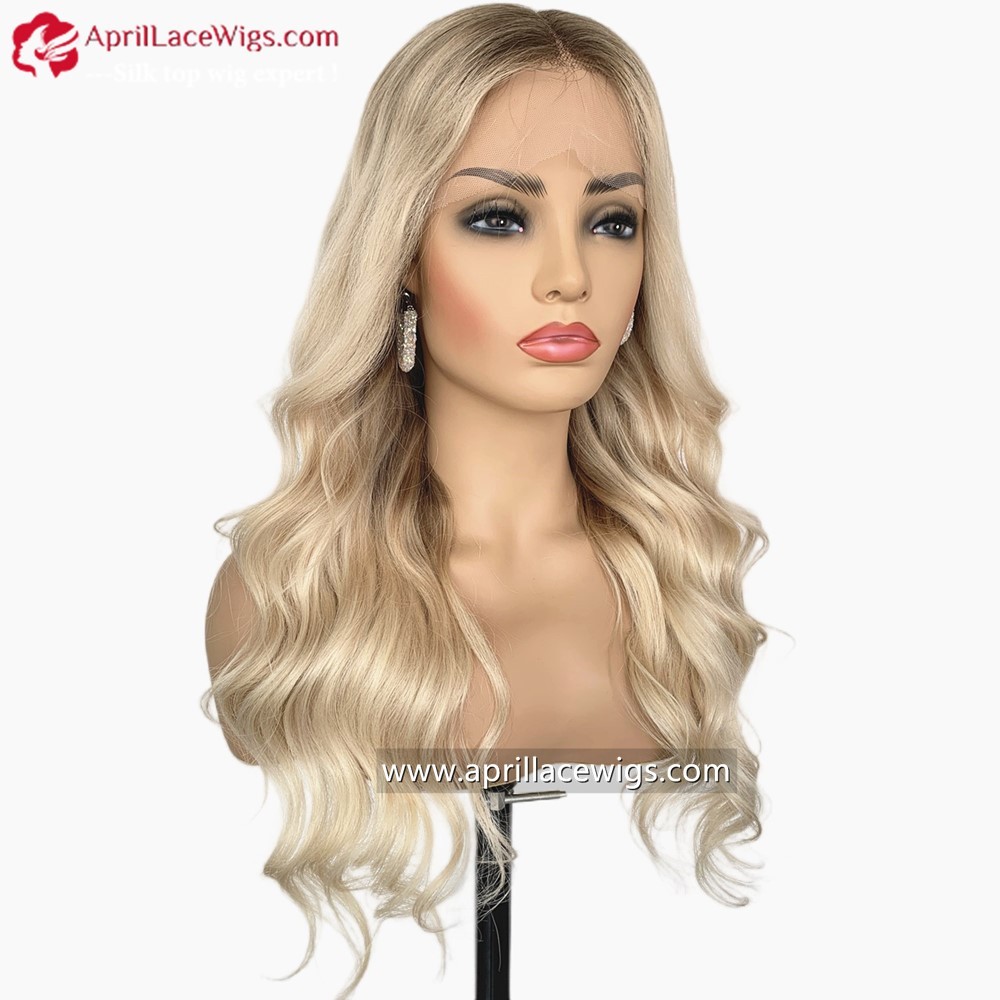 Warm Blonde Virgin Human Hair Glueless 13x4 lace front wig