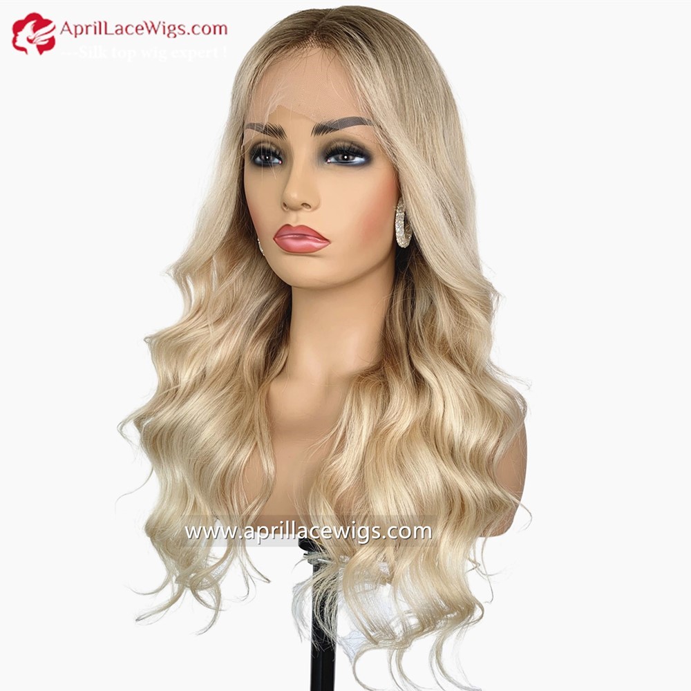 Warm Blonde Virgin Human Hair Glueless 13x4 lace front wig