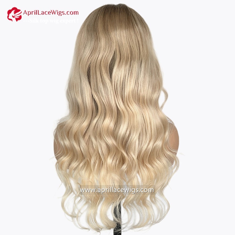 Warm Blonde Virgin Human Hair Glueless 13x4 lace front wig