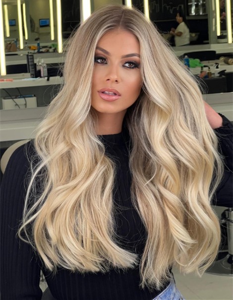 Warm Blonde Virgin Human Hair Glueless 13x4 lace front wig