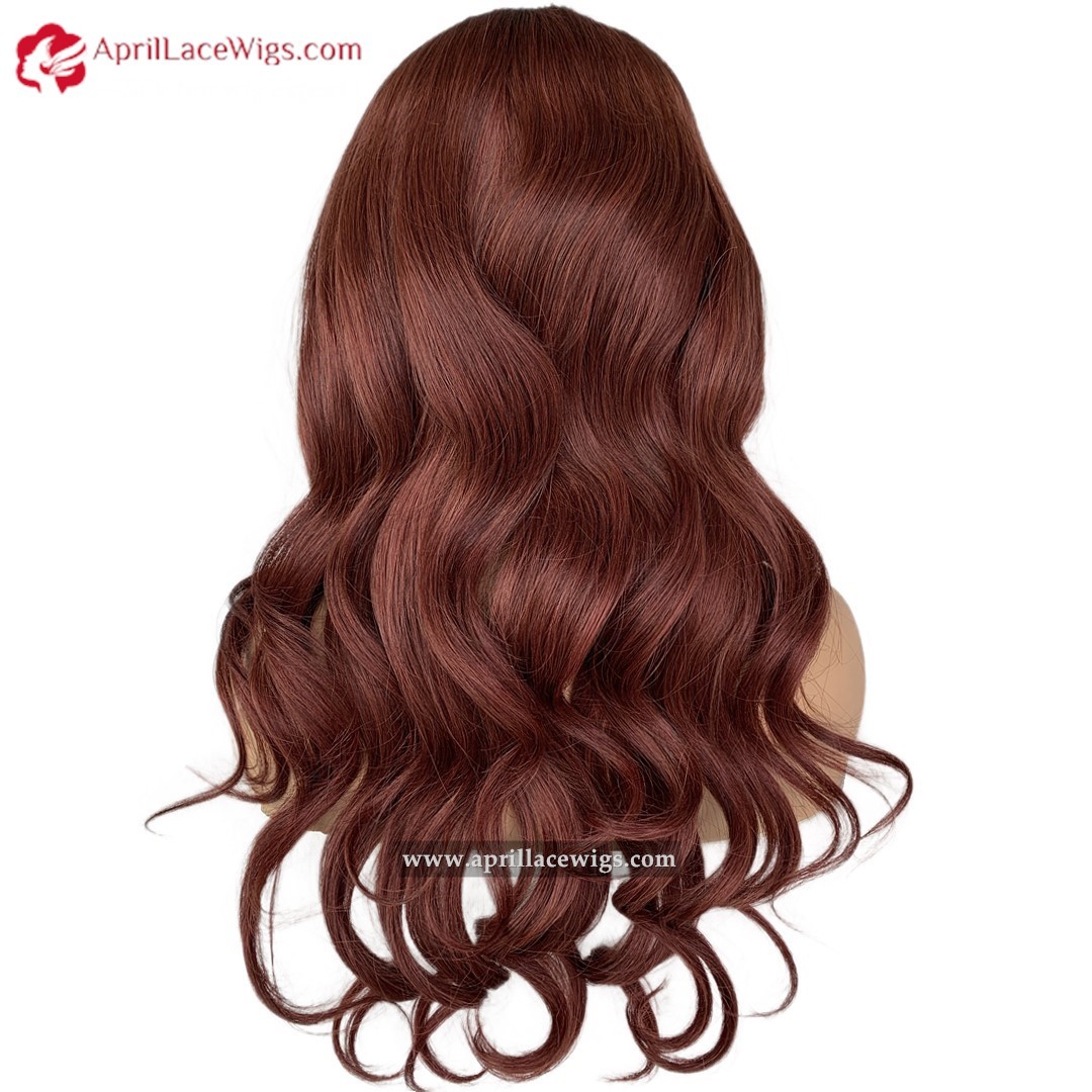 Brown Red Cooper 250% Density Human Hair Loose Wave 5x5 Lace Closure Wig