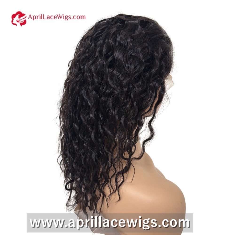 human hair full lace wig water wave silk top