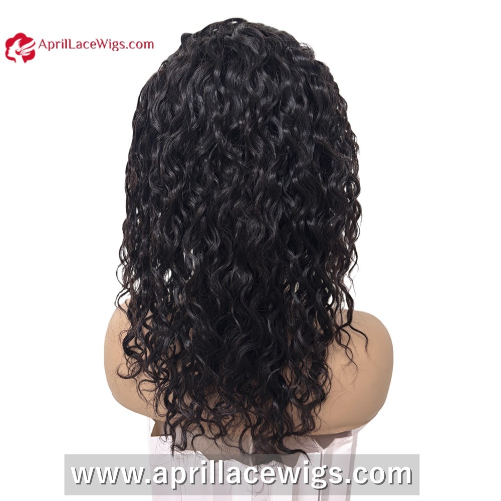 human hair full lace wig water wave silk top